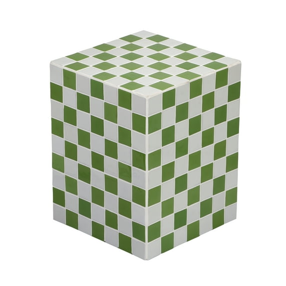 JONATHAN Y END2000J Callista 18" Modern Bohemian Ceramic Tiled Rectangle End Table, Green/Light Gray