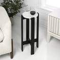 thumbnail image 1 of JONATHAN Y Elena 24" Minimalist Structured Wood Drink Table and Decorative End Table with White Marble Round Top, Black, END3003B, 1 of 5