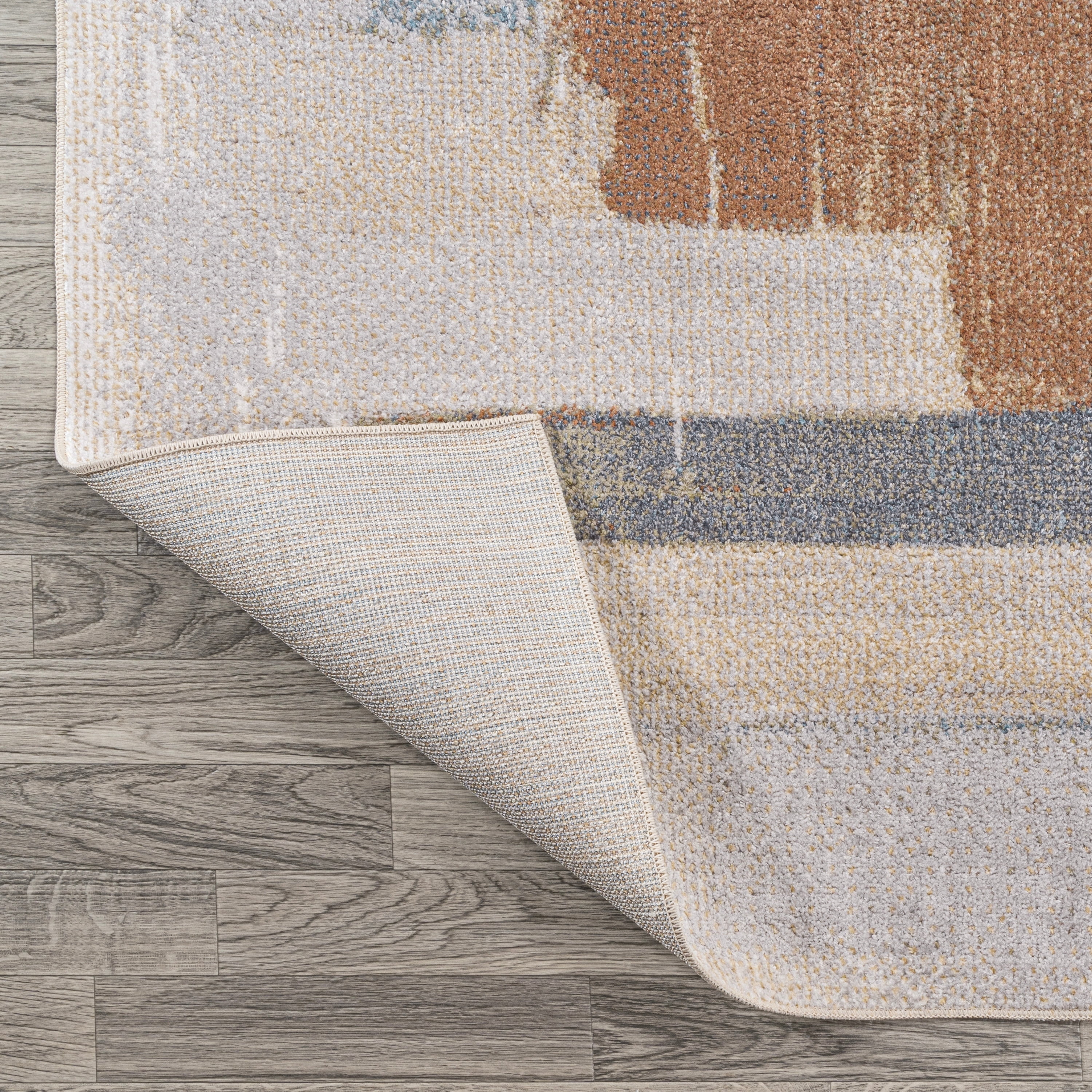JONATHAN Y Gingham Abstract Coastal Watercolor Machine-Washable Cream ...