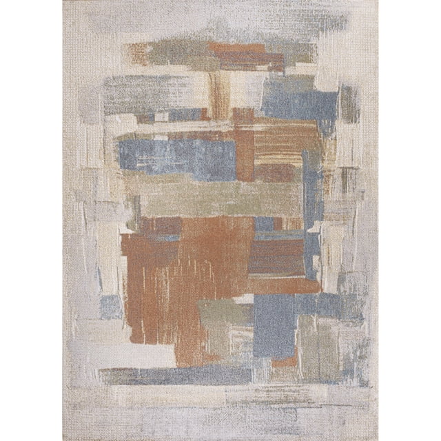 JONATHAN Y Gingham Abstract Coastal Watercolor Machine-Washable Cream ...