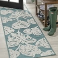 thumbnail image 1 of JONATHAN Y HAWAII 2 x 8 Runner Rug, Tobago Two-Tone Monstera Leaf - Blue/Ivory, HWC100C-28, 1 of 10