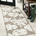 thumbnail image 1 of JONATHAN Y HAWAII 2 x 8 Runner Rug, Tobago Two-Tone Monstera Leaf - Brown/Ivory, HWC100B-28, 1 of 10