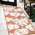 thumbnail image 1 of JONATHAN Y HAWAII 2 x 8 Runner Rug, Tobago Two-Tone Monstera Leaf - Orange/Ivory, HWC100A-28, 1 of 10