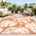 thumbnail image 1 of JONATHAN Y HAWAII 4 x 6 Area Rug, Tobago Two-Tone Monstera Leaf - Orange/Ivory, HWC100A-4, 1 of 10
