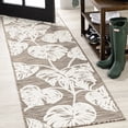 thumbnail image 1 of JONATHAN Y HAWAII 2 x 8 Runner Rug, Tobago Two-Tone Monstera Leaf - Brown/Ivory, HWC100B-28, 1 of 10