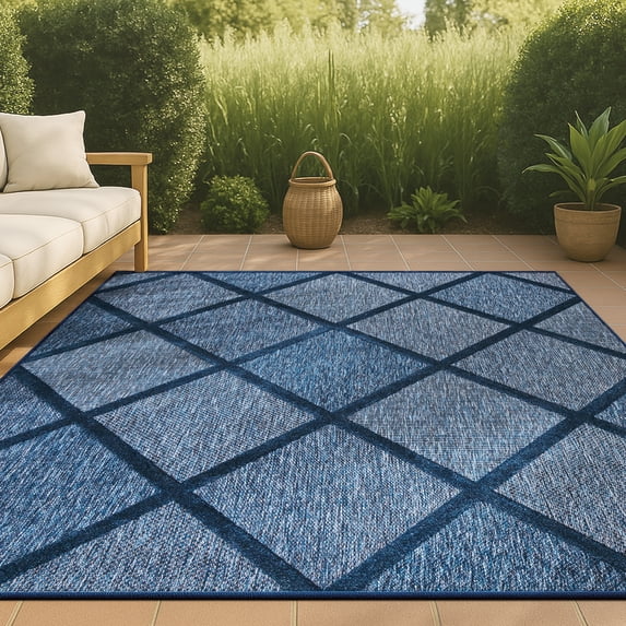 JONATHAN Y IBIZA 8 x 10 Area Rug, Salines Diamond Trellis - Navy, IBZ101B-8