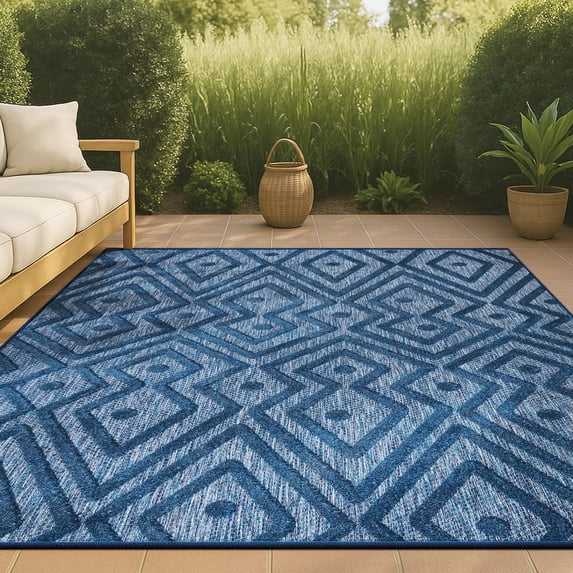 JONATHAN Y IBIZA 8 x 10 Area Rug, Balansat Moroccan Diamond - Navy, IBZ100B-8