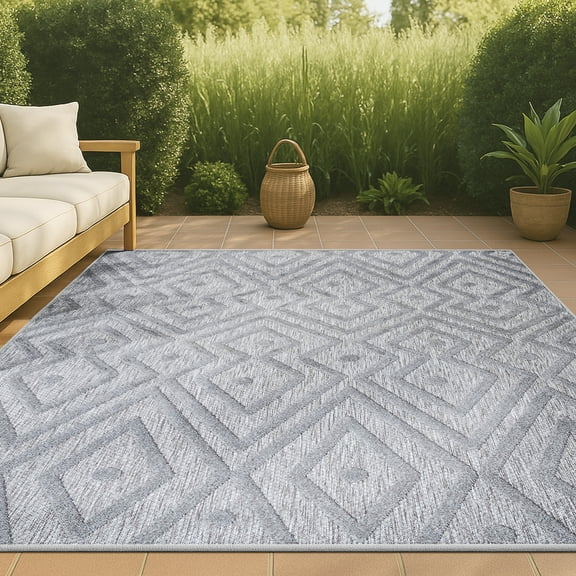 JONATHAN Y IBIZA 3 x 5 Area Rug, Balansat Moroccan Diamond - Light Gray, IBZ100C-3