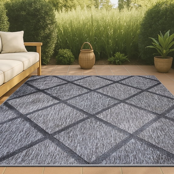 JONATHAN Y IBIZA 5 x 8 Area Rug, Salines Diamond Trellis - Dark Gray, IBZ101A-5