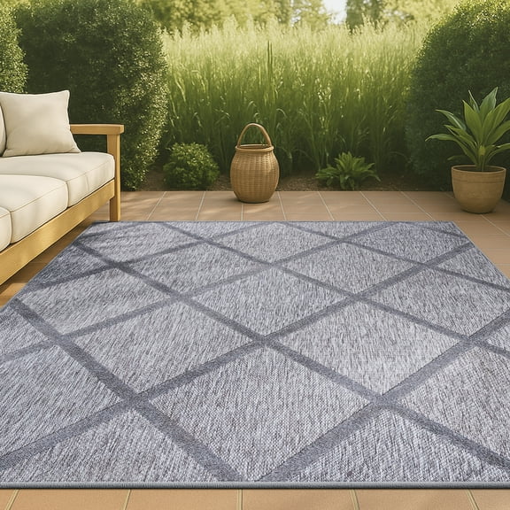JONATHAN Y IBIZA 5 x 8 Area Rug, Salines Diamond Trellis - Light Gray, IBZ101C-5