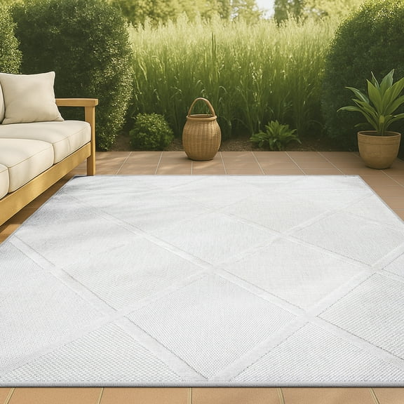 JONATHAN Y IBIZA 5 x 8 Area Rug, Salines Diamond Trellis - Ivory, IBZ101D-5