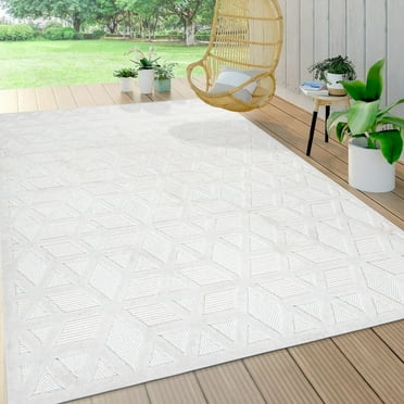 JONATHAN Y IBZ102D-5 Talaia Neutral Geometric Ivory 5 ft. x 8 ft. Indoor/Outdoor Area Rug, Bohemian, Pet Friendly, Stain Resistant, Easy to Clean, for Patio, Balcony, Living Room; Kitchen, Bedroom
