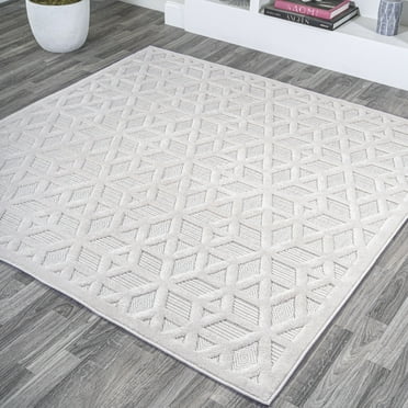 JONATHAN Y IBZ102D-5SQ Talaia Neutral Geometric Ivory 5' Square Indoor/Outdoor Area Rug, Bohemian Contemporary, Pet Friendly, Stain Resistant, Easy to Clean, for Patio, Living Room; Kitchen, Bedroom
