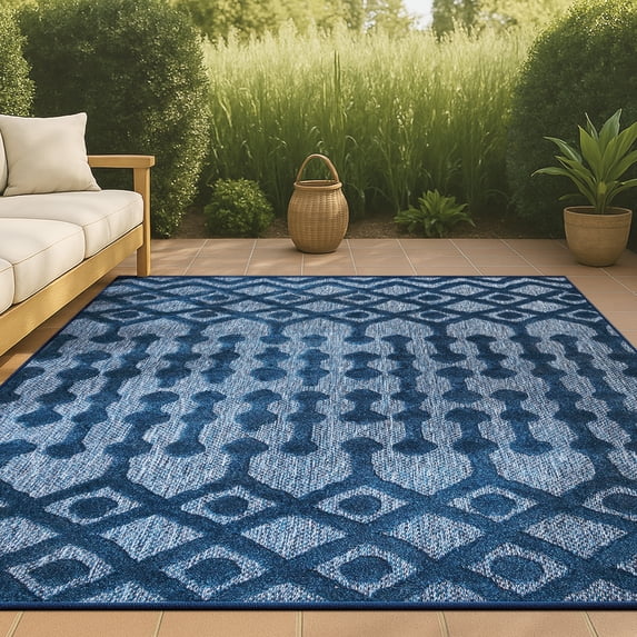 JONATHAN Y IBIZA 4 x 6 Area Rug, Peralta Moroccan Diamond - Navy, IBZ103B-4