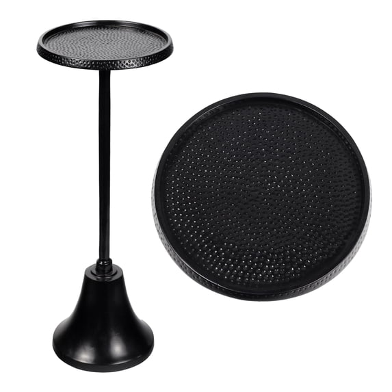 JONATHAN Y Irida 24" Art Deco Designer Pedestal Drink Table and Decorative End Table with Hammered Round Top and Bell Base, Antique Black, END4007C