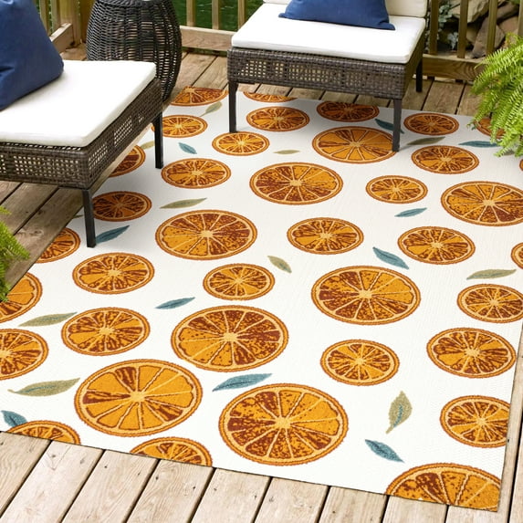 JONATHAN Y JONATHAN Y Ananas Citrus Slice High-Low Indoor/Outdoor Area Rug 5 X 8