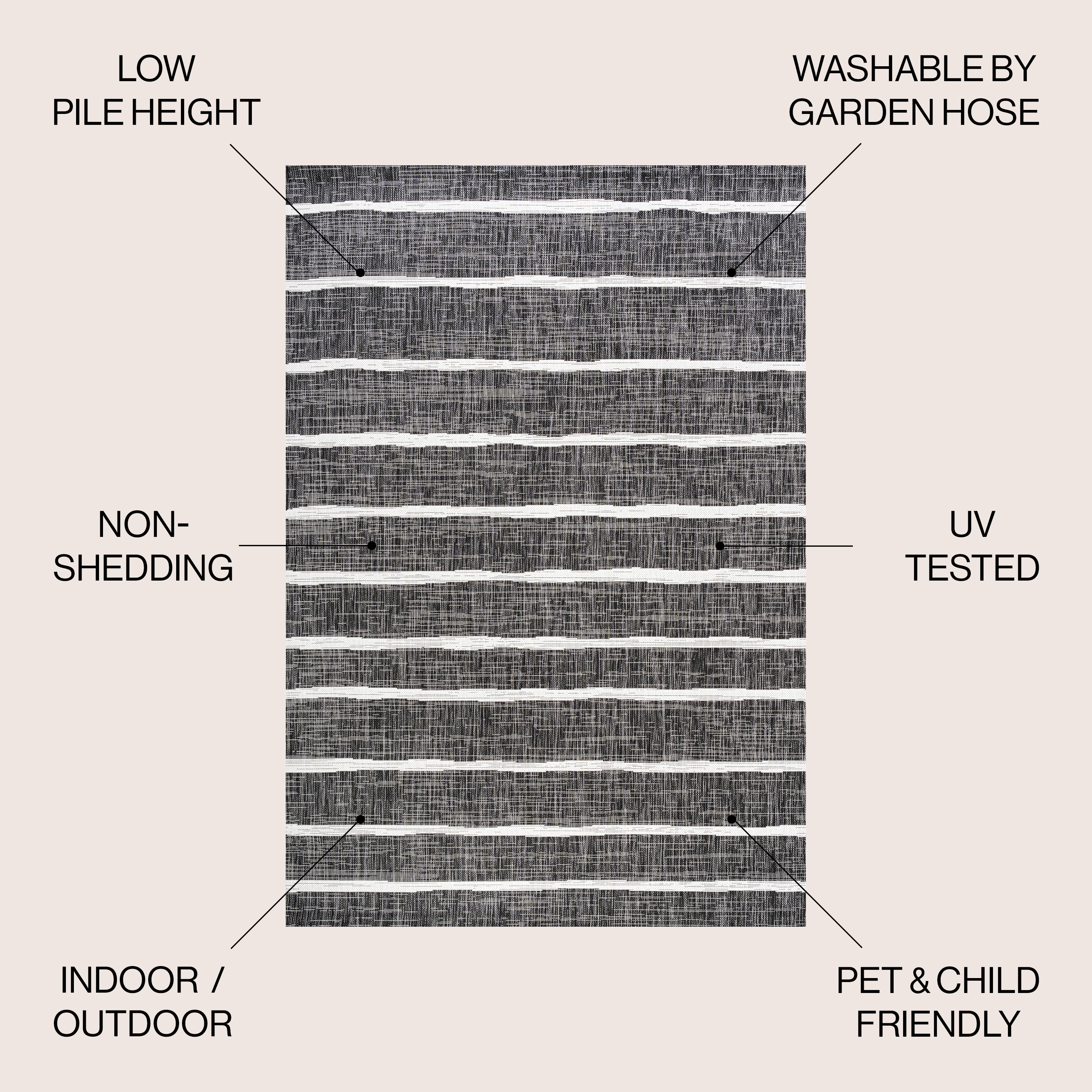 JONATHAN Y JONATHAN Y Andratx Berber Stripe Indoor/Outdoor Area Rug 3 X ...