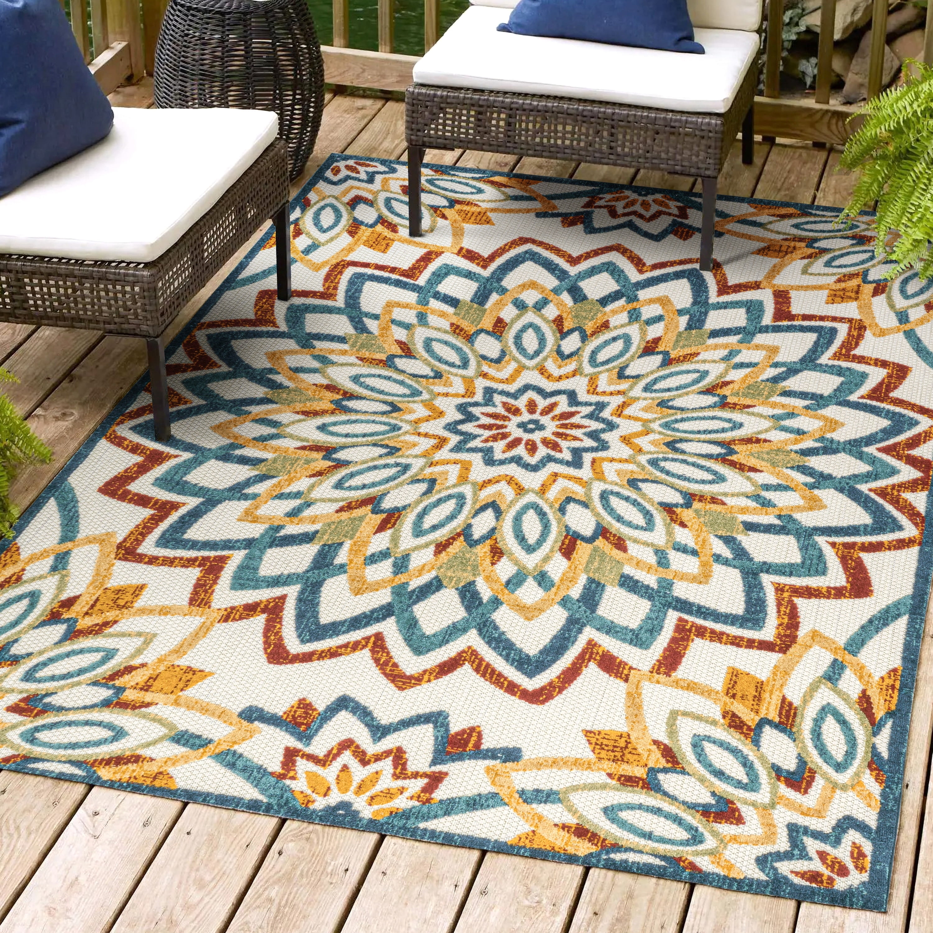 JONATHAN Y JONATHAN Y Cetara Abstract Bold Mandala High-Low Indoor ...