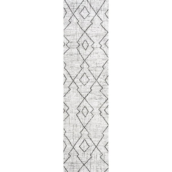 JONATHAN Y JONATHAN Y Derya Tribal Diamond Trellis Indoor/Outdoor Area Rug 2 X 10 - Ivory/Black