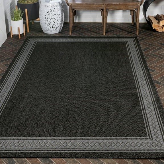 JONATHAN Y JONATHAN  Y Havana Classic Diamond Border Indoor/Outdoor Area Rug 3 X 5 - Black/Gray