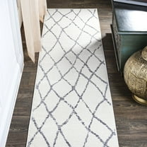 JONATHAN Y MOROCCAN HYPE 2 x 8 Runner Rug, Illi Moroccan Diamond Trellis - Ivory/Gray, MOH506A-28