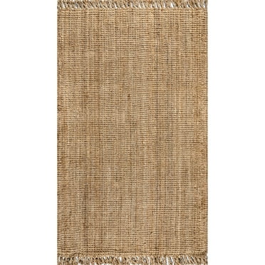 JONATHAN Y JONATHAN  Y Maras Hand Woven Chunky Jute with Fringe Area Rug 4 X 6 - Natural