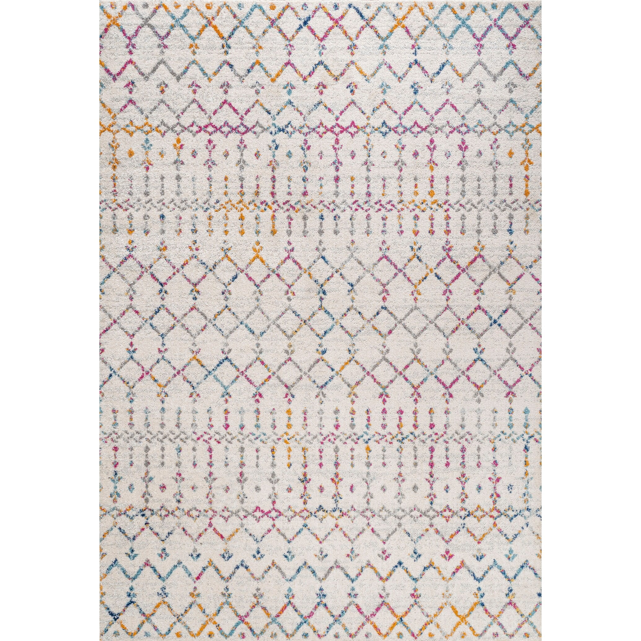 Ivory and Multi 4' x 6' Moroccan Trellis Area Rug