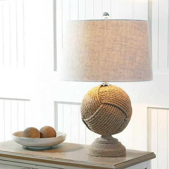 JONATHAN Y Monkey's Fist 24" Knotted Rope LED Table Lamp, Brown, JYL1005A