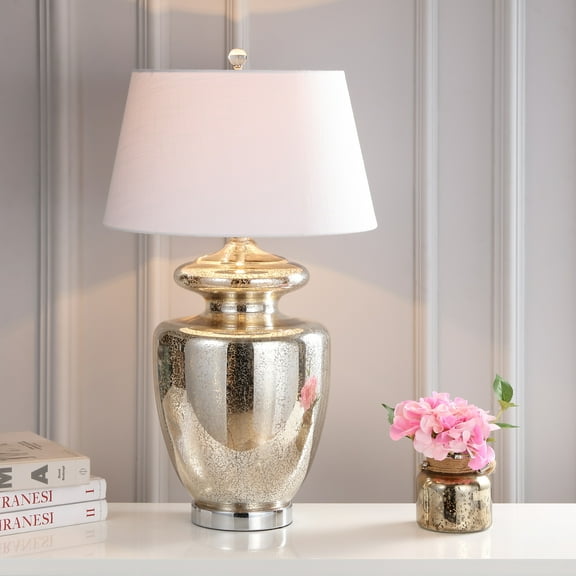 JONATHAN Y Hughes 31" Glass LED Table Lamp, Mercury Glass, JYL1014A