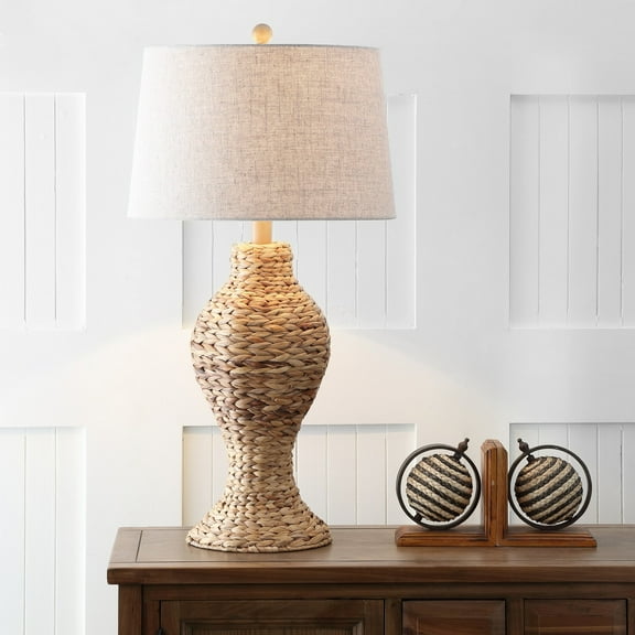 JONATHAN Y Elicia 31" 1-Light Coastal Cottage Water Hyacinth Weave LED Table Lamp, Natural, JYL1015A
