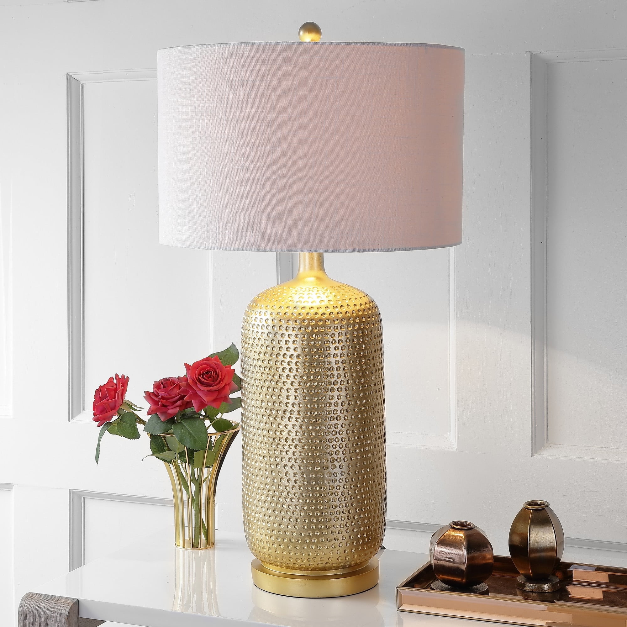 Sophia 30" Gold Resin Table Lamp with Linen Shade