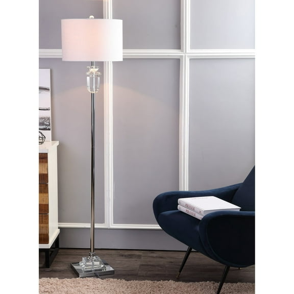 JONATHAN Y Aria 63" Crystal/Metal LED Floor Lamp, Clear/Chrome, JYL1046A