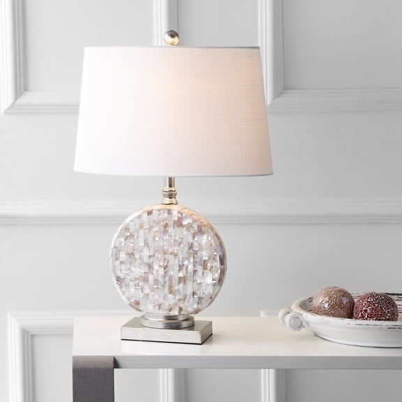 JONATHAN Y Dennis 24" Seashell LED Table Lamp, Cream, JYL1050A