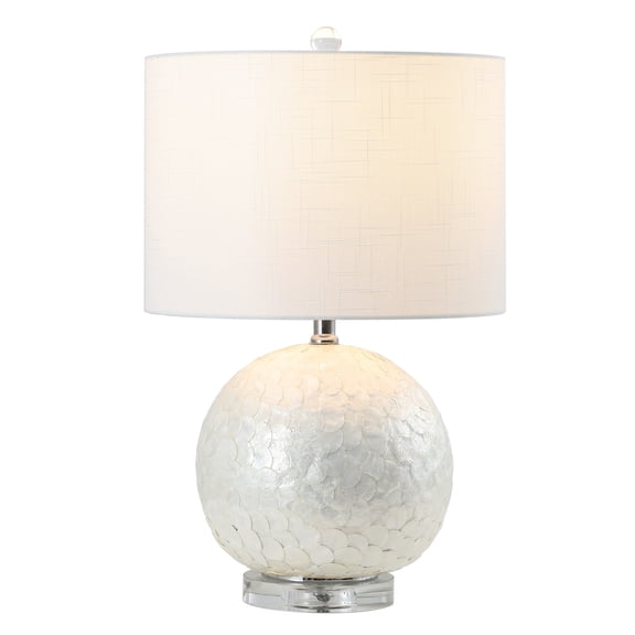 JONATHAN Y Zuri 23.5" Coastal Contemporary Capiz Seashell Sphere LED Table Lamp, Pearl/White, JYL1055A