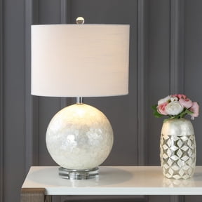JONATHAN Y Zuri 23.5" Coastal Contemporary Capiz Seashell Sphere LED Table Lamp, Pearl/White, JYL1055A