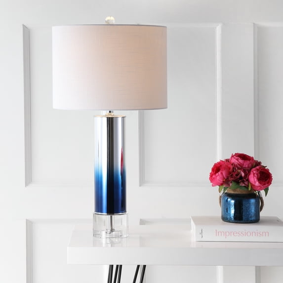 JONATHAN Y Edward 27" Glass/Crystal LED Table Lamp, Blue, JYL1069A