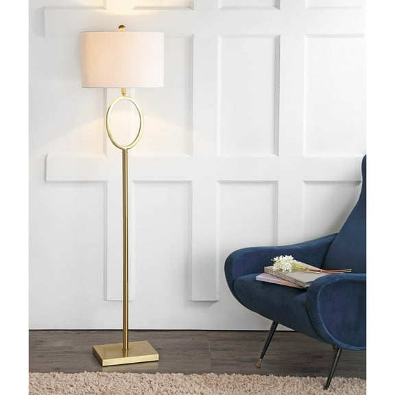 JONATHAN Y April 61" Metal LED Floor Lamp, Brass, JYL1089A