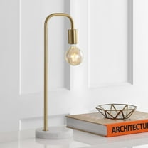 JONATHAN Y Axel 20.5" Minimalist Glam Gold Pipe Metal/Marble LED Table Lamp, Brass Gold, JYL1094A