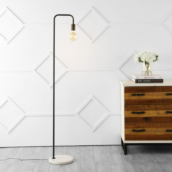 JONATHAN Y Vega 60" Minimalist Edison Metal/Marble LED Floor Lamp, Black, JYL1095B