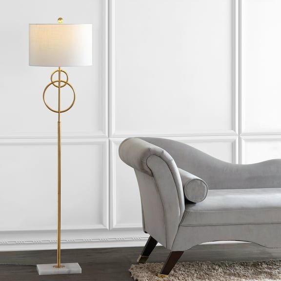 JONATHAN Y Haines 60" Modern Circle Marble/Metal LED Floor Lamp, Gold, JYL1097A