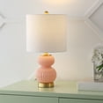 thumbnail image 1 of JONATHAN Y Daphne 20" Contemporary Transitional Metal/Glass Ribbed Gourd LED Table Lamp, Pink/Brass Gold, JYL1099B, 1 of 7