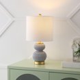 thumbnail image 1 of JONATHAN Y Daphne 20" Contemporary Transitional Metal/Glass Ribbed Gourd LED Table Lamp, Gray/Brass Gold, JYL1099C, 1 of 7