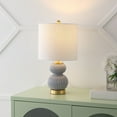 thumbnail image 1 of JONATHAN Y Daphne 20" Contemporary Transitional Metal/Glass Ribbed Gourd LED Table Lamp, Gray/Brass Gold, JYL1099C, 1 of 7