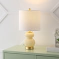 thumbnail image 1 of JONATHAN Y Daphne 20" Contemporary Transitional Metal/Glass Ribbed Gourd LED Table Lamp, Ivory/Brass Gold, JYL1099G, 1 of 7