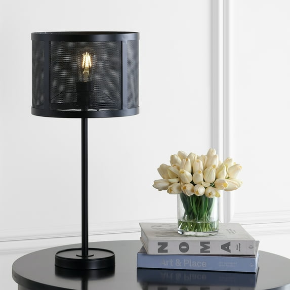 JONATHAN Y Wilcox 25" Minimalist Metal LED Table Lamp, Black, JYL1102A