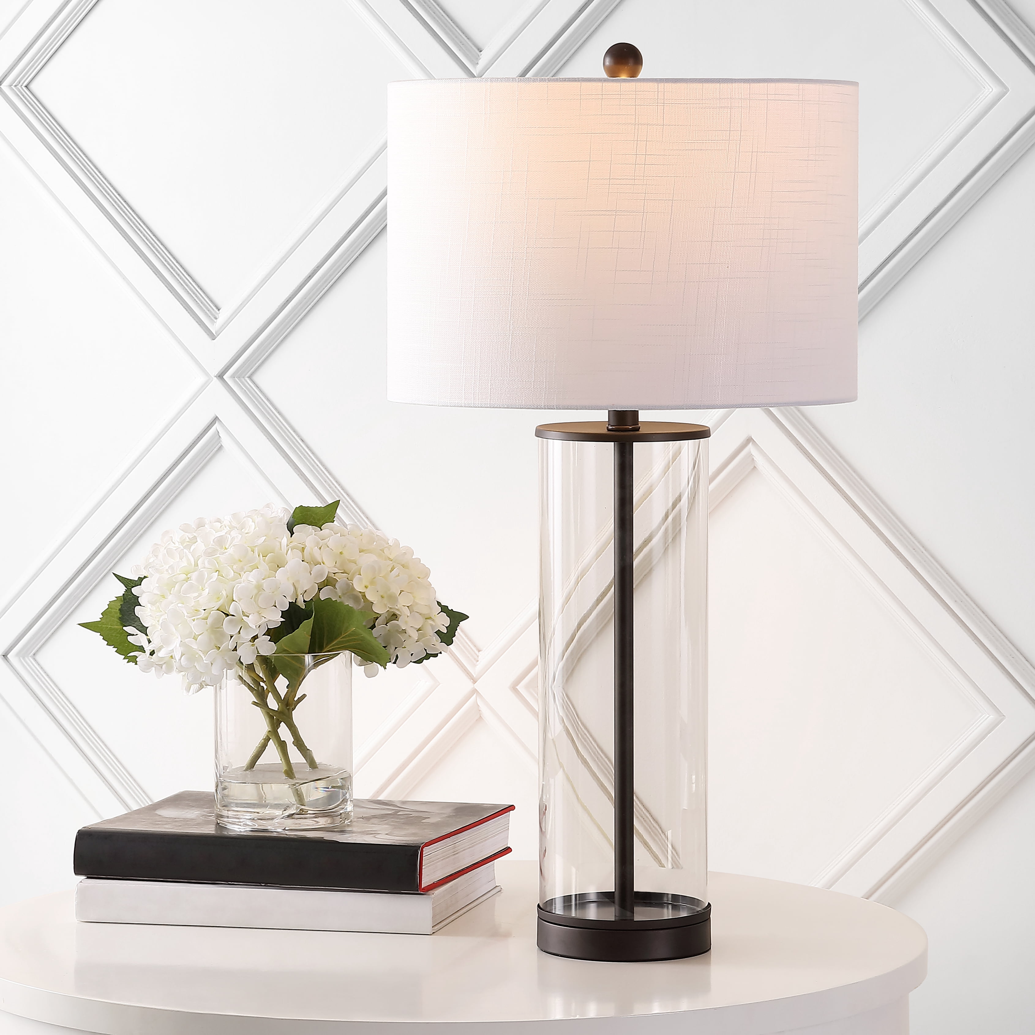 JONATHAN Y Collins 29.25" Glass LED Table Lamp, Oil Rubbed Bronze, JYL2005B