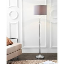 JONATHAN Y Layla 59.5" Crystal / Metal LED Floor Lamp, Clear/Chrome With Gray Shade, JYL2027A