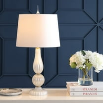 JONATHAN Y Maddie 28" Glass/Metal LED Table Lamp, White Pearl, JYL2072A