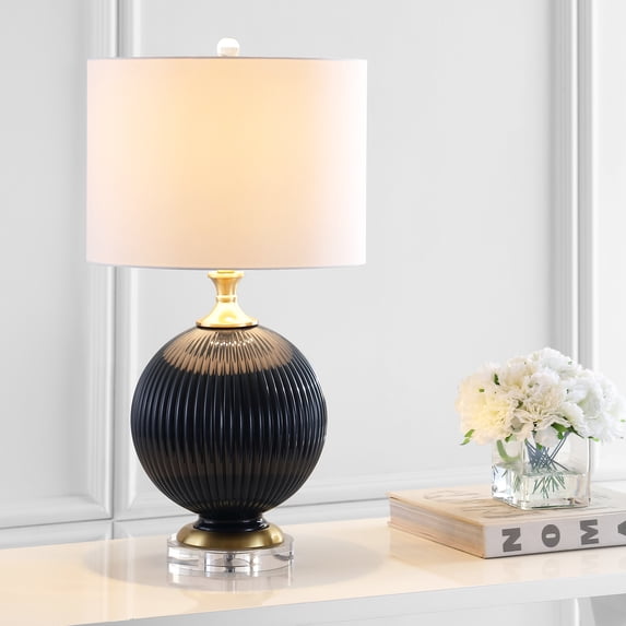 JONATHAN Y Lucette 26.5" Glass/Crystal LED Table Lamp, Navy, JYL2074A