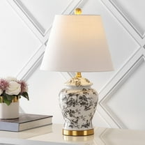 JONATHAN Y Penelope 22" French Country Cottage Ceramic/Iron Chinoiserie Ginger Jar LED Table Lamp, Gray/White, JYL3005C